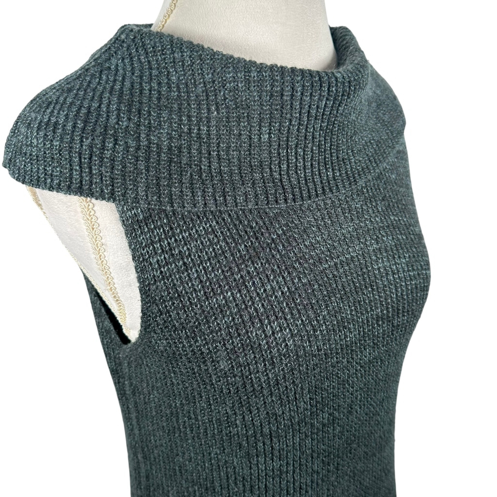 ii Sisters Green marled knit Sweater Dress Tunic Cowl Neck Chic One Size OS - Picture 6 of 9
